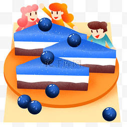 夏季蓝莓糕点插画