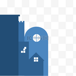 小房子插画ai图片_蓝色的建筑物免抠图