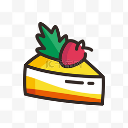 黄色三角按钮图片_卡通三角水果蛋糕免扣图