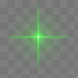镜头光灯光图片_绿色十字光效PSD透明底