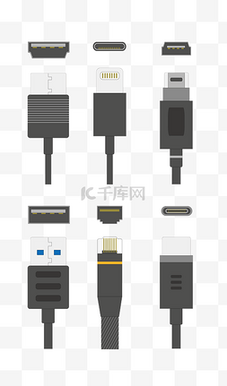 usb线稿图片_电源USB接口AI