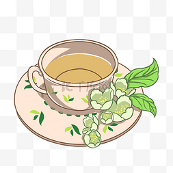 清新茶水和茶叶插画