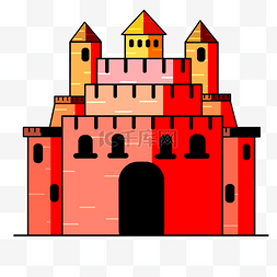 卡通红色建筑城堡