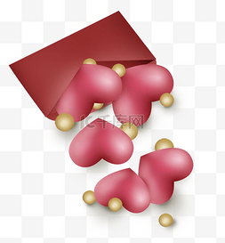 气球粉红色图片_红色信封和立体心