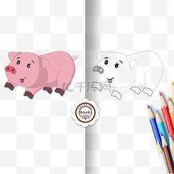 pig clipart black and white 卡通粉红猪