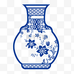 蓝色古董花瓶图片_古风青花瓷瓷瓶