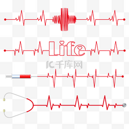 心脏心电图免费图片_红色心电图调动线