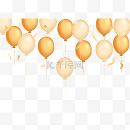 节日气氛气球彩带图片_金色热气球节日庆祝