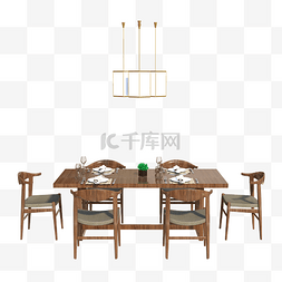 家具木椅图片_一组客厅餐桌家具