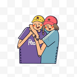 黄色的短袖图片_夏季卡通可爱拥抱的姐妹