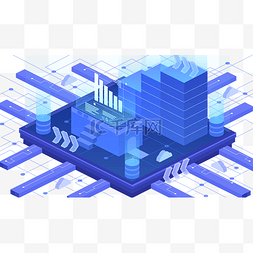 网络服务器图标图片_扁平办公商务网络服务器移动蓝色