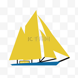 卡通帆船图片_烫金色卡通帆船图标
