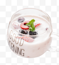 酸奶水果捞图片_黑莓草莓车厘子水果捞酸奶美食美