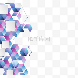 简约蓝色质感几何图片_抽象几何立体正方形渐变边框