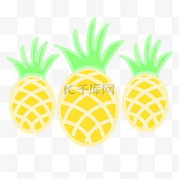 菠萝三个菠萝图片_黄色的菠萝装饰插画