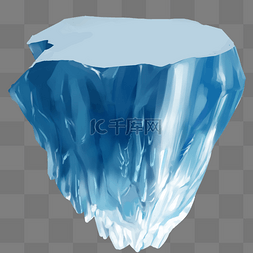 蓝色冰山装饰元素图片_蓝色巍峨冰山插画