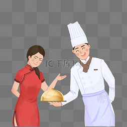 厨师帽肌理图片_开心的厨师和服务员