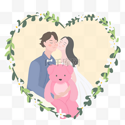 结婚照图片_韩国彩色手绘小清新风格爱情边框