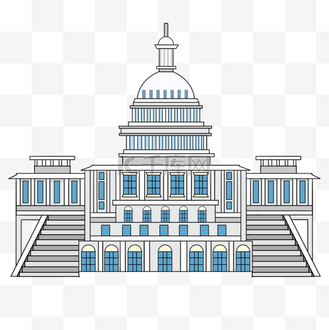 免抠元素手绘美国白宫建筑白宫企业vip免费下载免抠元素棕线白宫建筑