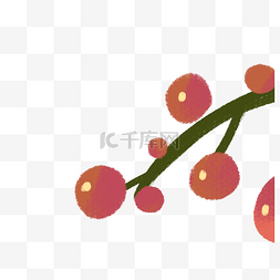 红色树枝免扣素材图片_手绘卡通树上的红果子免扣元素