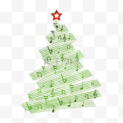 彩色抽象圣诞树图片_绿色五线谱圣诞音乐圣诞树