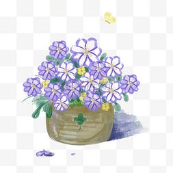 小清新紫色水彩图片_水彩花卉盆栽