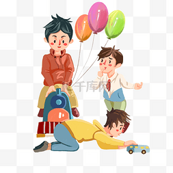 儿童节游戏开火车气球玩耍朋友免