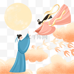 神话手绘图片_彩色七夕牛郎织女