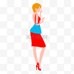 模特水嫩图片_时尚女性红色超短裙