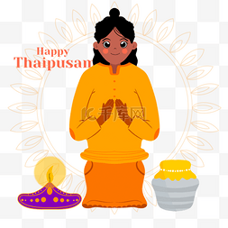 卡通黄色thaipusam大宝森节蜡烛插画