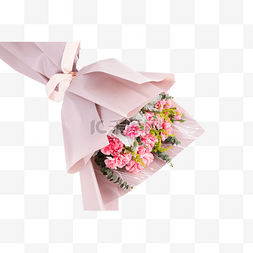 情人节花束礼物图片_粉色系手绘花朵花捧花束