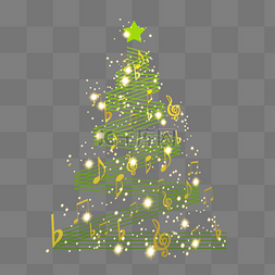 圣诞树音符图片_折线五线谱金色音符圣诞音乐圣诞