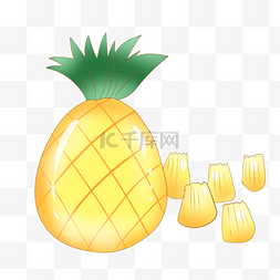 水果菠萝块图片_黄色新鲜菠萝插画