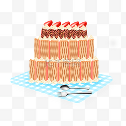 草莓蛋糕手绘图片_手绘草莓蛋糕PNG免抠
