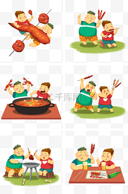 暑假美食图片_夏日美食烤肉烤串火锅插图