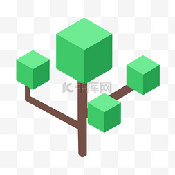 绿色立体小树免抠图