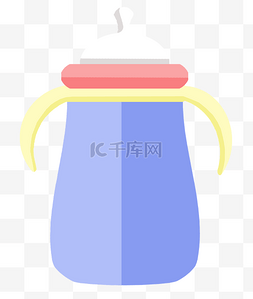 蓝色婴儿奶瓶插画