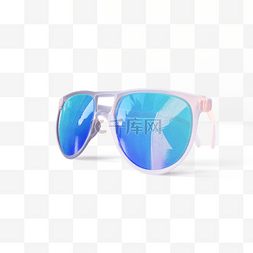 单镜片链子框图片_蓝色镜片太阳眼镜3d元素