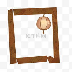 吊灯边框图片_手绘中国风灯笼纹样边框装饰图案