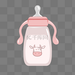 奶瓶胀气图片_粉色可爱奶瓶插画