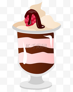 美味创意甜点图片_矢量美味巧克力草莓冰淇淋