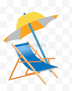 蓝色躺椅遮阳伞