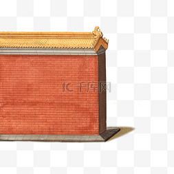 手绘中国古建筑图片_中国古建筑手绘红墙装饰