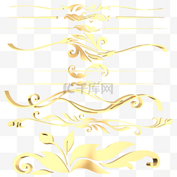 立体金色装饰花纹图片_C4D鎏金复古欧式花纹边框