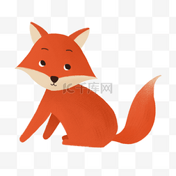 创意手绘插画形像可爱动物卡通狐