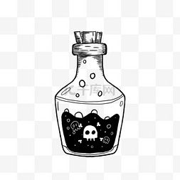 毒药瓶子图片_手绘风格黑白瓶子线稿