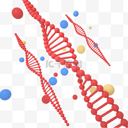 生物遗传图片_C4D红色DNA遗传螺旋元素