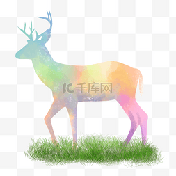 彩色水彩鹿