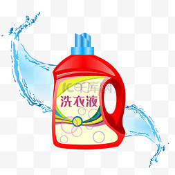 洗衣液红色瓶子水花