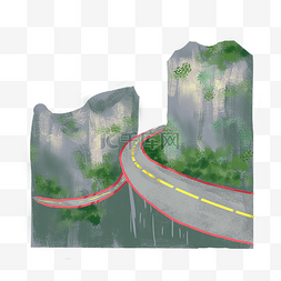 公路插画图片_唯美盘山公路插画